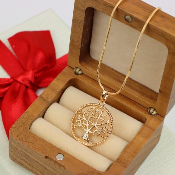 "Elegant Rose Gold Tree of Life Pendant Necklace for Women, XPPT1201 - Picture 10 of 13